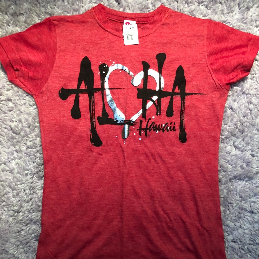 NWT S Island Girl Aloha Hawaii Red & Black T-Shirt